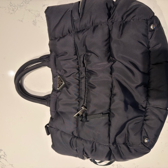 Prada Tessuto Bomber Bomber Tote Bag 2-Way Shoulder Nylon Leather Black - Picture 3 of 6